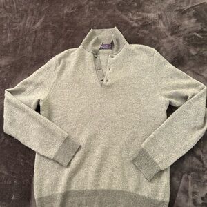 Vintage Ralph Lauren Purple Label Gray 3 Button Sweater